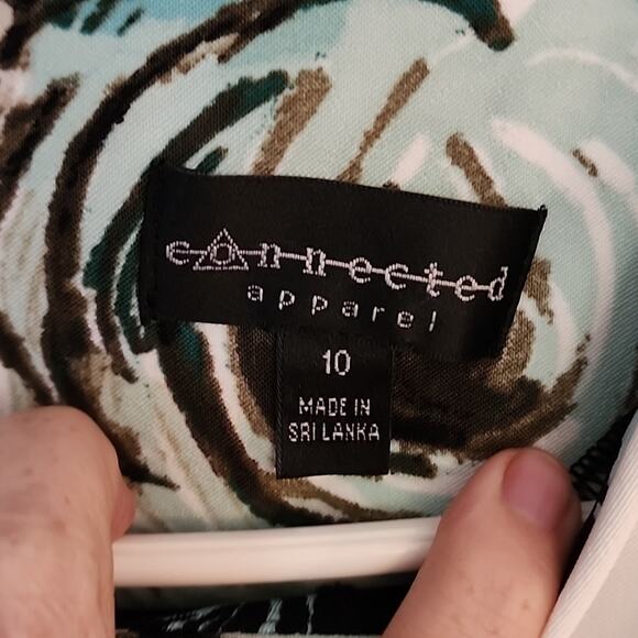 Connected Apparel Black/Aqua Floral Dress, NWT, 10 - Picture 5 of 7